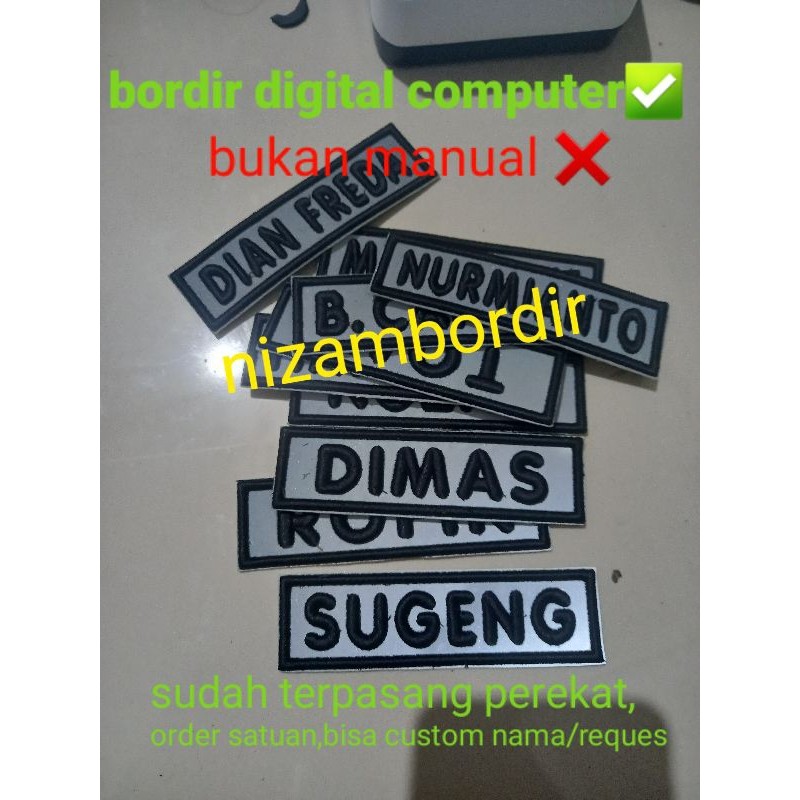 Bordir PAPAN NAMA UNTUK ROMPI SATPAM/SECURITY/POLRI DLL bahan dasar scotlight timbul dan rata sudah 