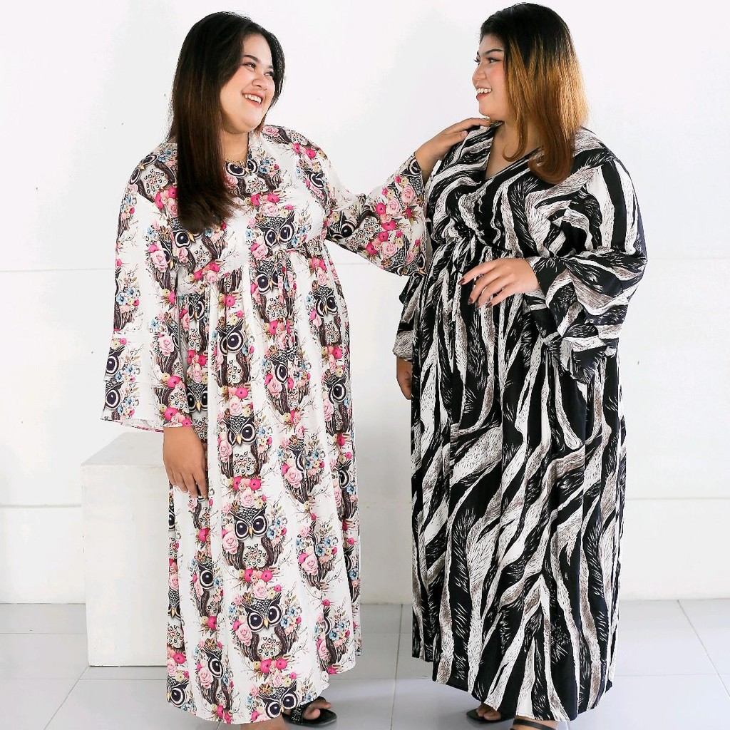 [Nira Daster] Ld 130,160 Longdress Serut Jumbo Kerah V | Gamis Wanita Besar Bahan Rayon Premium | Ba