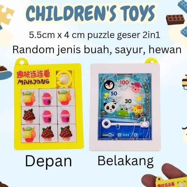 Mainan PUZZLE GESER 2 SISI / Puzzle Geser Mini 2 Sisi ( Mahjong + Pinball)