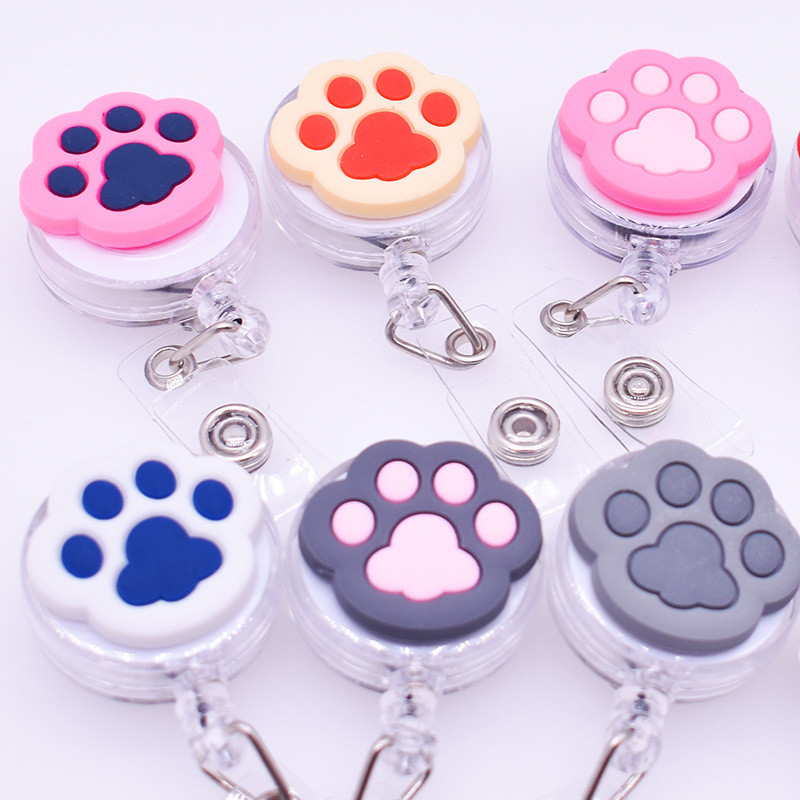 

New High Quality PVC Cartoon Cat Paw Retractable Nurse Badge Holder Cute Doctor Students ID Card Holder