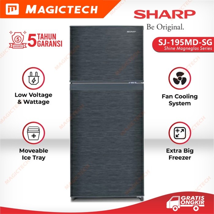 KULKAS SHARP 2 PINTU SJ-195MD-SG / SJ-195 172L - GREY