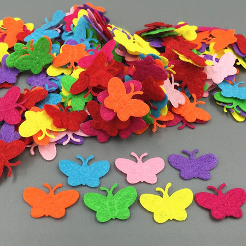 

DIY 200 Mixed Colors Die Cut Felt Circle Cardmaking Decoration Butterfly Shape 22mm