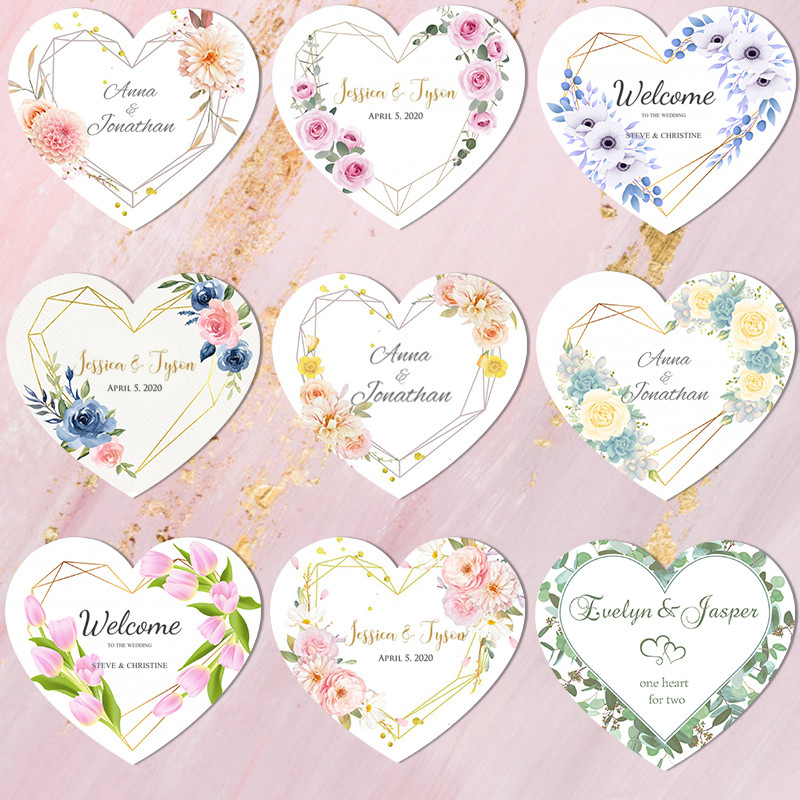 

Love Heart Floral Stickers Customize Wedding Stickers Personalized Stickers Custom Valentine's Day Bridal Shower Decorations