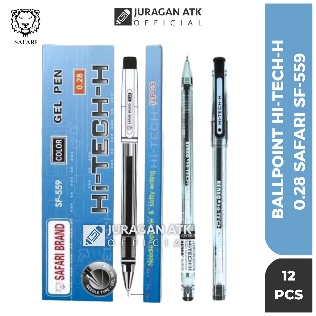 

( 1 Pack 12Pcs ) SAFARI BRAND Pulpen Gel Hi Tech 0.28 / Gel Pen Hi-Tech-H Safari SF-559 Original