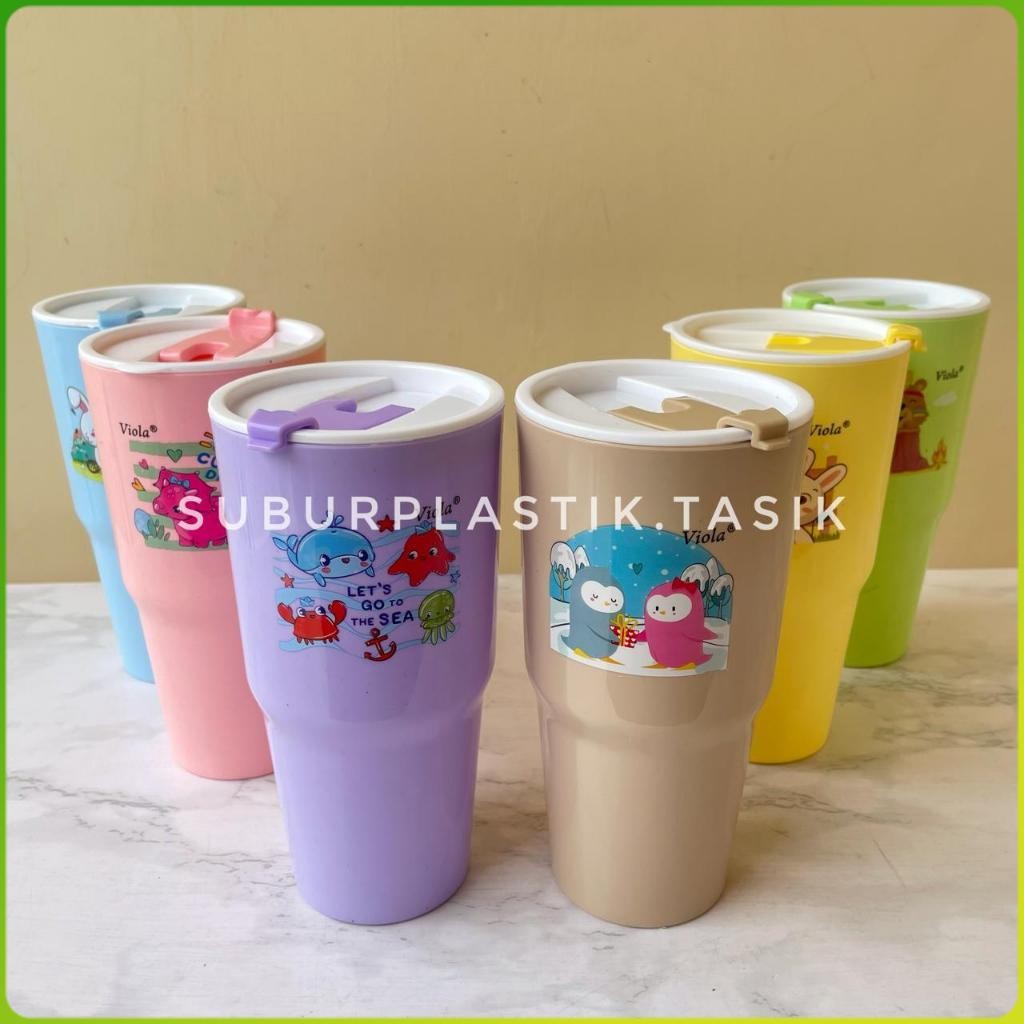 [6pcs] Tumbler Viola 750 ml Keiko Dengan Tutup flip | Botol Minum Plastik Warna-Warni | Tempat Minum