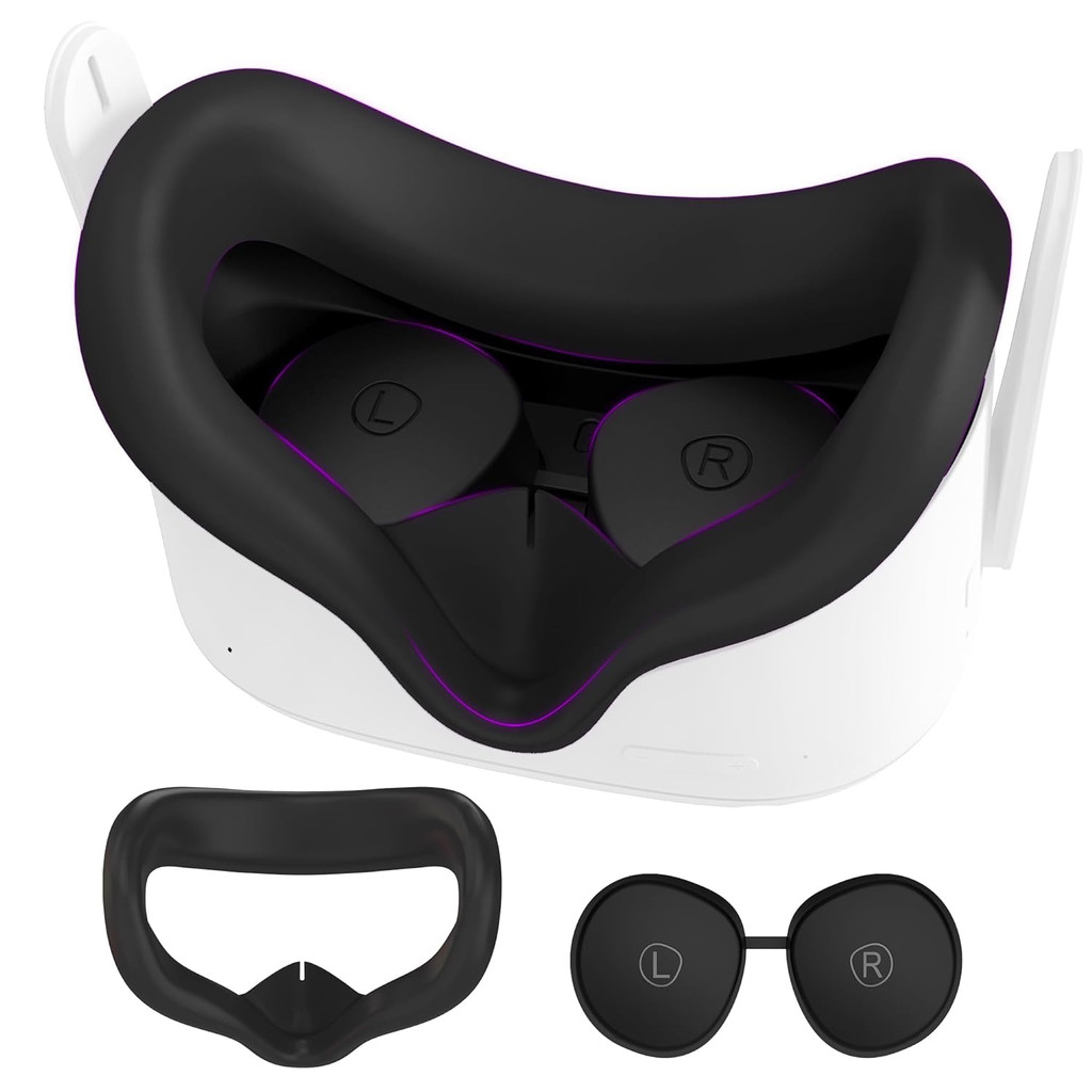 Face Pad Cover for Oculus Quest 2 with Lens Covers Protectors Washable VR Silicone Covers for Meta Q