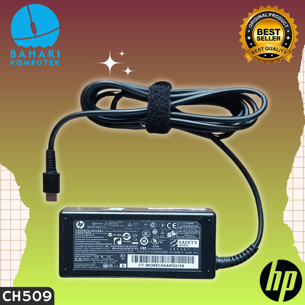 Adaptor Charger Laptop HP Type C 65W 45W New Free kabel power