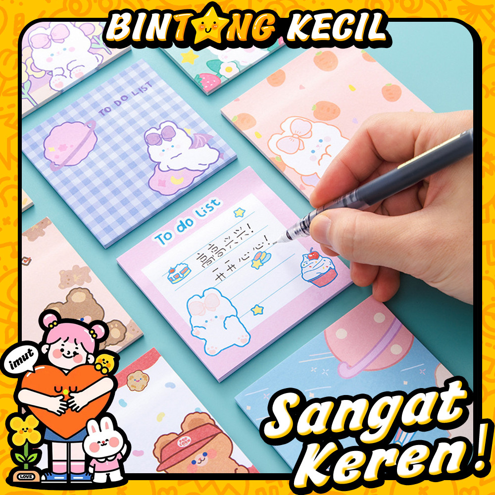 

Sticky Note 3 in 1 Catatan Tempel Kartun Stiker Pesan Lucu Pola kelinci Buku Catatan Tempel Untuk Siswa