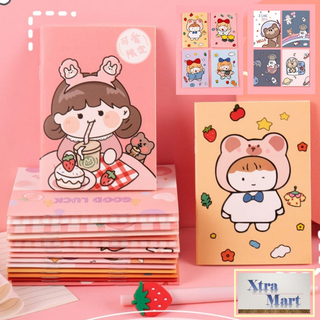 

XM - Buku Tulis Kecil A6 Motif Kartun Lucu Buku Catatan Kecil Notebook Mini
