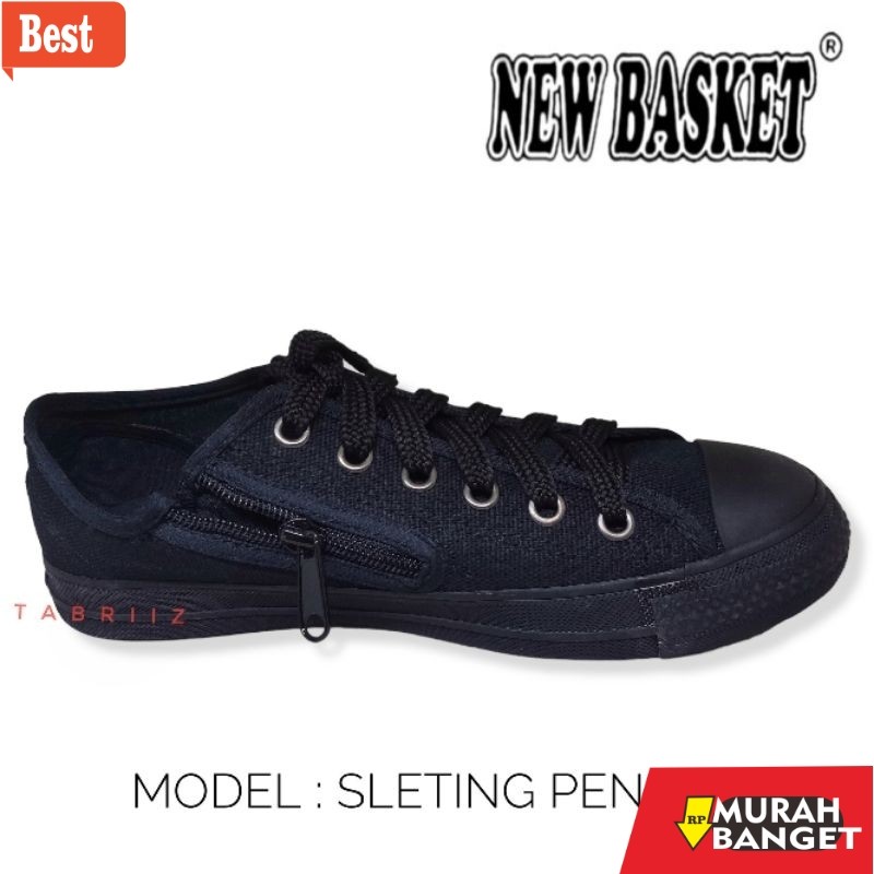 sepatu basket terbaik 2024 Sepatu Sekolah New Basket Resleting LC HC Full Black Model Pendek Tinggi 