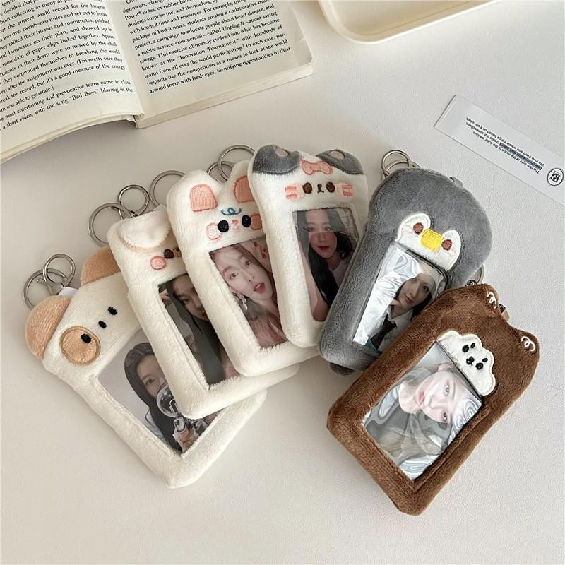 

SKYSONIC New Arrival 3 Inch Plush Kpop Holder Cute Cat Idol Postcards Storage Card Bag Collect Organizer Schoolbag Pendant