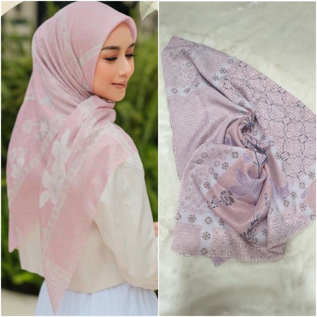 Voal Motif Premium / Hijab Segi Empat Voal Motif Premium Lasercut / Jilbab Voal Motif Premium Laser 