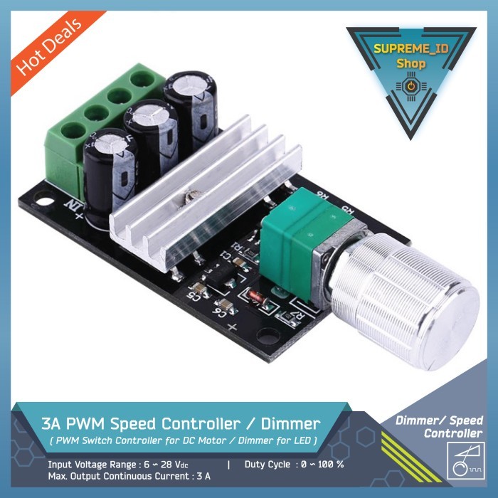 DS99 1203BK 3A Variable PWM Speed Controller DC Motor / LED Dimmer | 6~28V