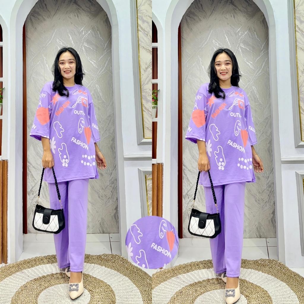 BHO - ZPF ONESET CELANA WANITA WINA / Setelan Jumbo / ONESET CELANA WANITA TERBARU / SET ATASAN LENG