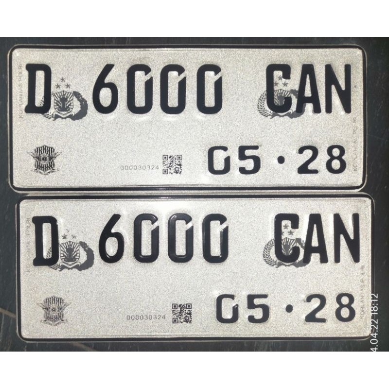 JU87Y plat nomor motor reflektif barcode