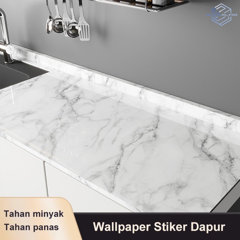 Wallpaper Stiker Dapur/[60CM*100CM] Wallpaper Dinding Roll Api Motif Marmer Marble/Kamar Mandi Anti 