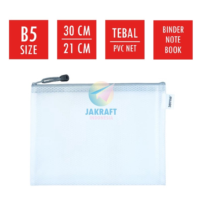 

MURAH MERIAH 1 Pcs Zipper Document Bag Jaring B5 JOYKO DCB46 Buku Tulis Boxy Campus Binder Note
