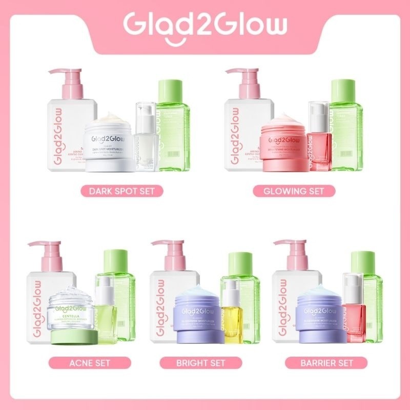 BIG SALE Glad2glow Paket Bundle 4in1 | Paket G2G 4in1 | Paket Skincare g2g Glad2Glow 4 in 1