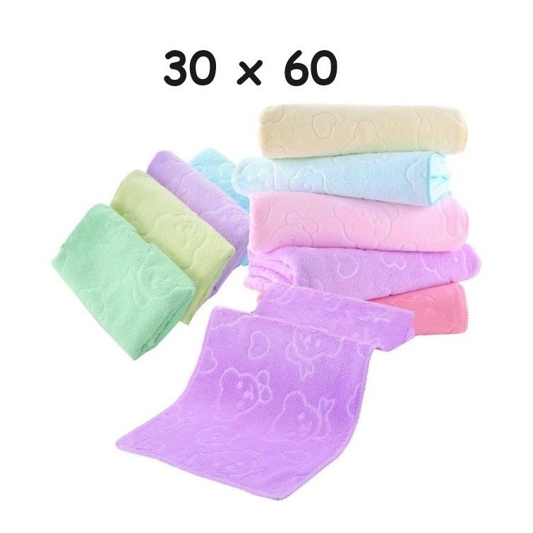 Kain Lap Tangan Handuk Sapu Tangan Keset Toilet Muka Slampe Kecil Tipis Ringan 30 x 60 CM 30x60CM Microfiber pembersih Mobil Motor Dapur Mandi Towel Mini Embos Lembut Polos Bear Beruang