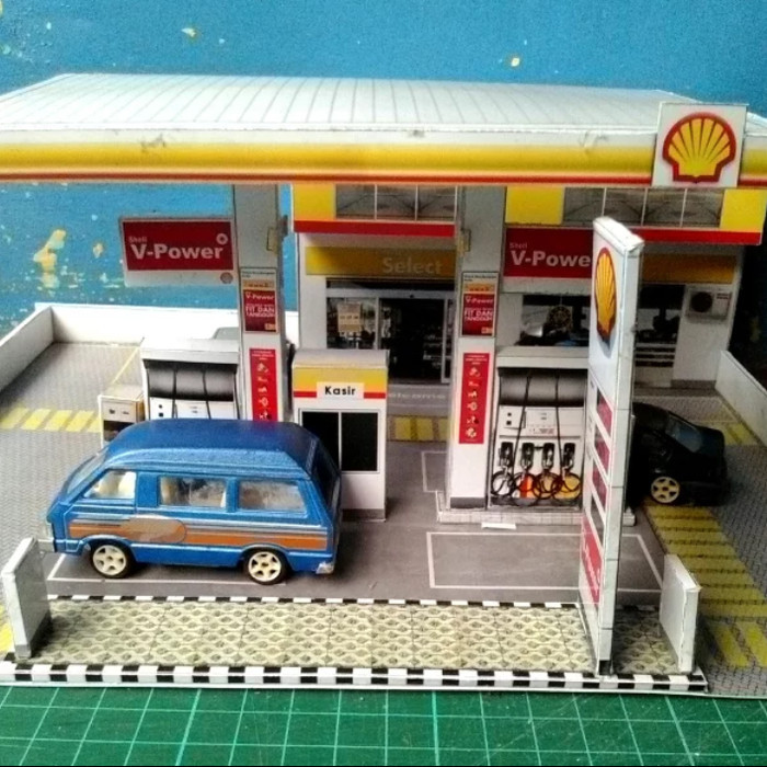✨Anh.S✨ -  TERLARIS MINIATUR BIORAMA SPBU POM BENSIN SHELL SKALA 64