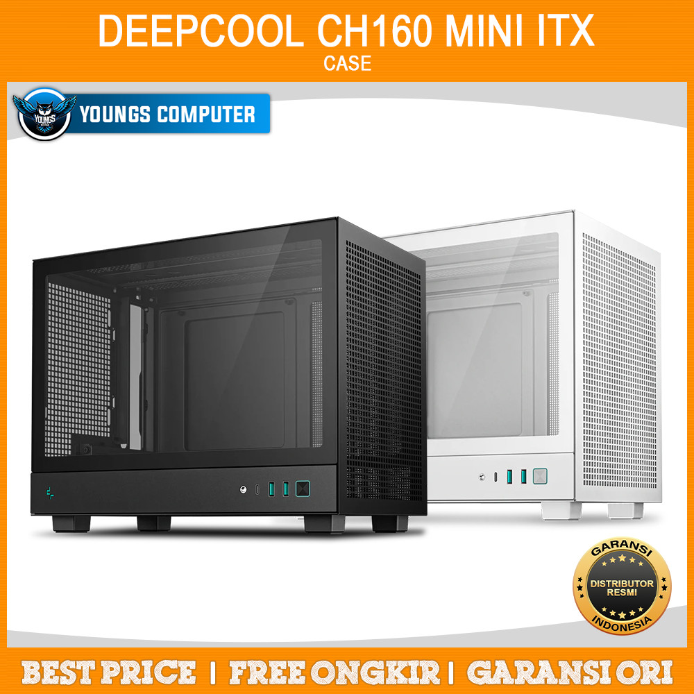 CASE DEEPCOOL CH160 BLACK / WHITE - Tempered Glass Mini ITX SFF Gaming Case Casing