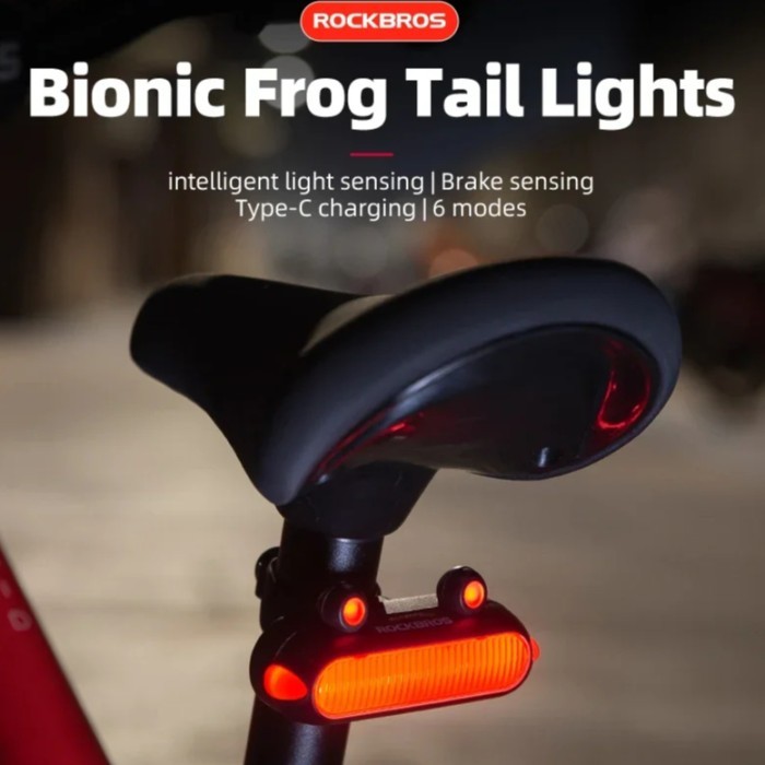 Lampu Belakang Rockbros RFL02 Bionic Frog Tail Lights Design
