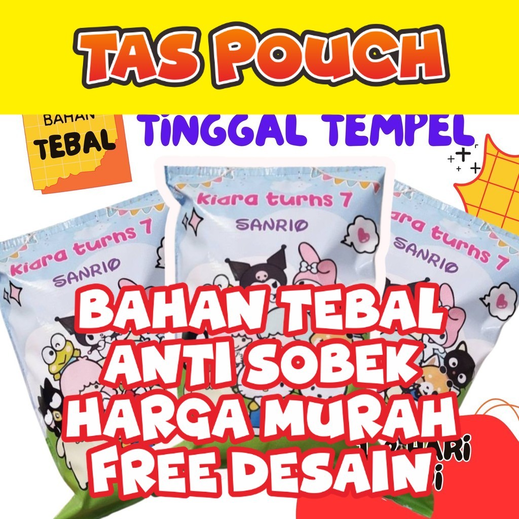 

Pouch Snack Jumbo chip bag Custom sanrio kuromi cinnamoroll ulang tahun promosi natal Kantung Snack Ultah | Arsha Print