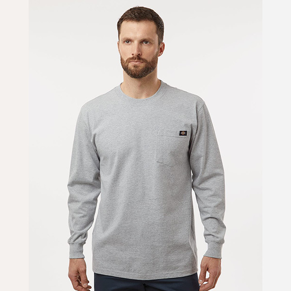 Dickies Heavy Weight Pocket Longsleeve Tee Heather Grey