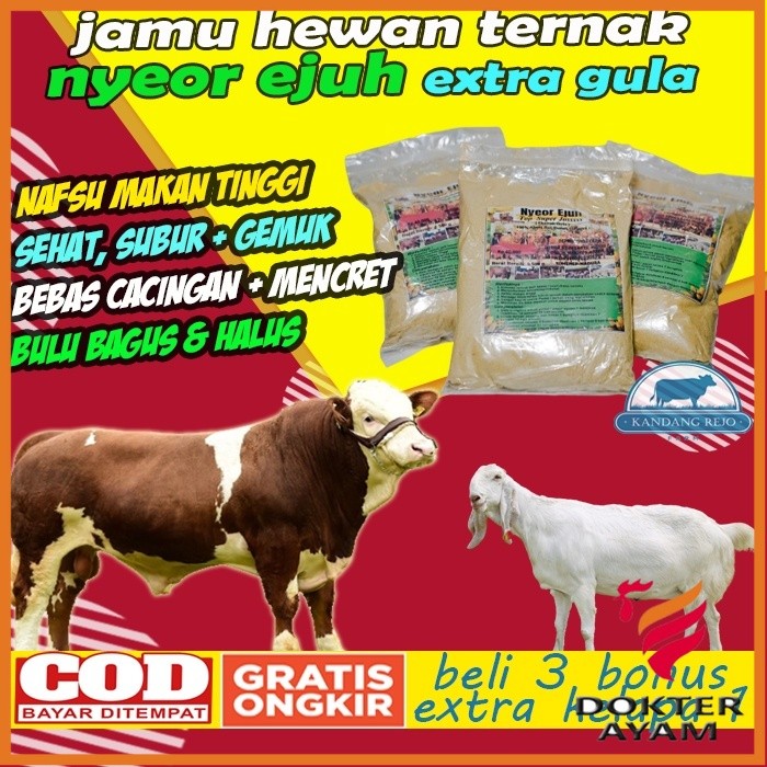 Penggemuk Sapi Nyeor Ejuh Ekstra Gula Super Cepat Penambah Nafsu Makan Hewan Isi 500 Gr