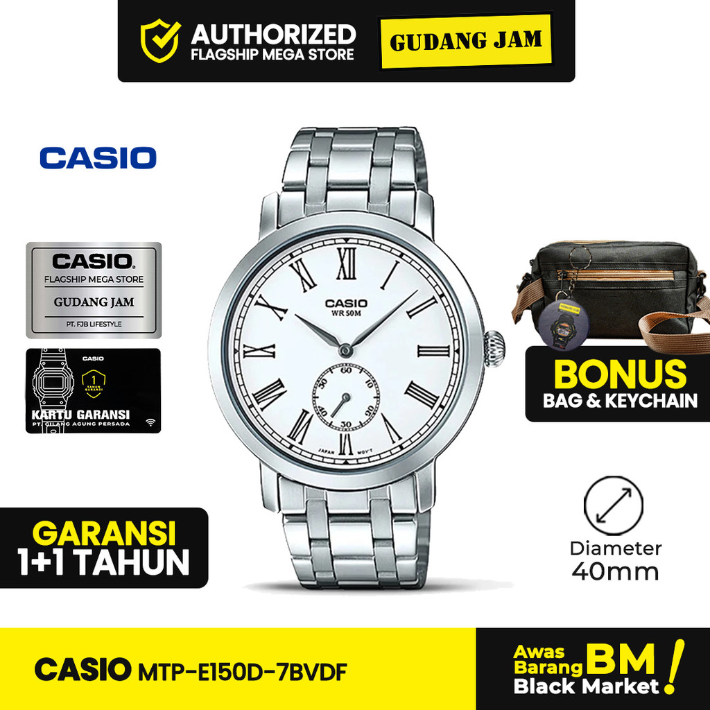 Jam Tangan Pria Casio MTP-E150D-7BVDF Analog Rantai White