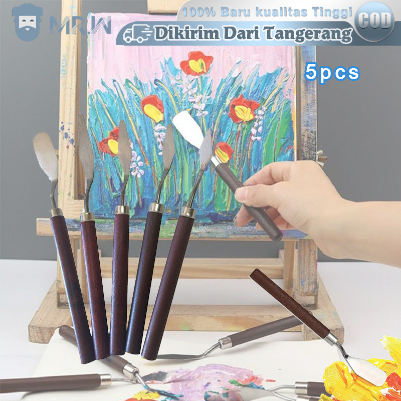

5pcs Pisau Palet Lukis Painting Kit Stainless Steel Scraper Palette Knife