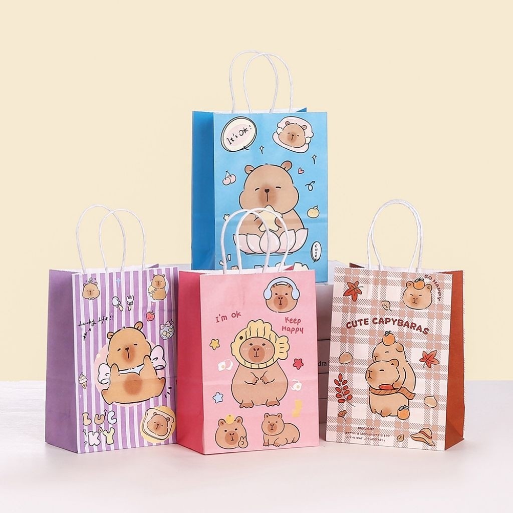 

Dalingshop Paper Bag Tas Kado Lucu Capybara Goodie Bag Kapibara Ulang Tahun Ultah Souvenir