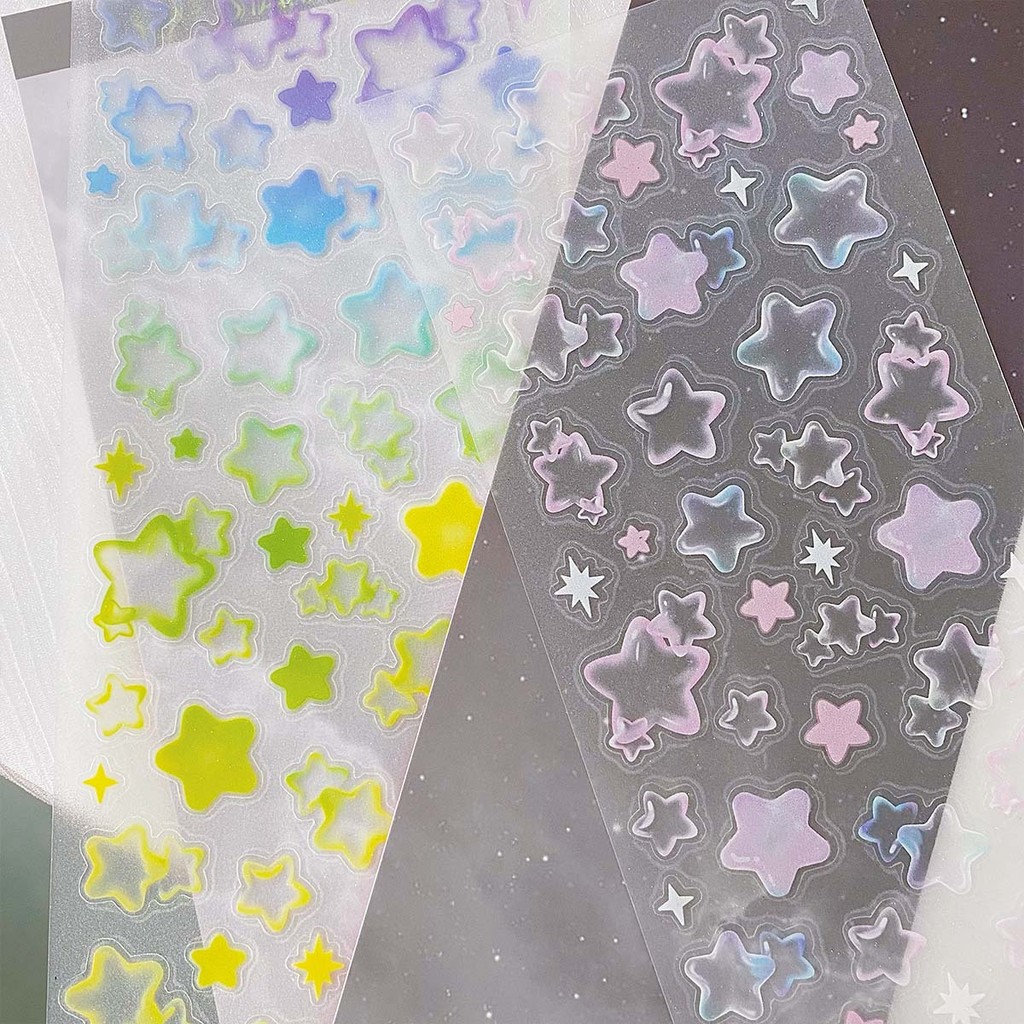 

Stars Decal Stickers Scrapbooking Stationery Hearts Stickers PET Bubble Deco Sticker DIY Journal Planner