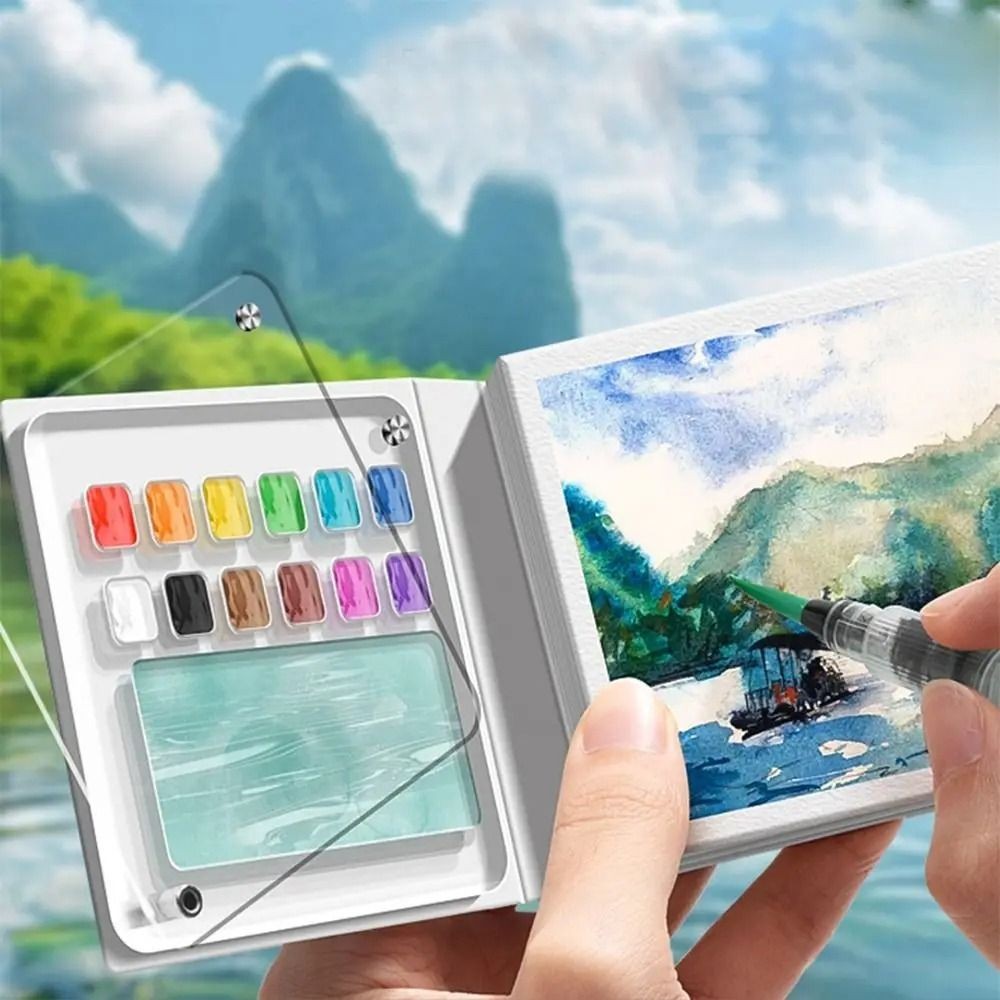 

Acrylic Watercolor Paint Palette Set 8/12 Grid Waterproof Travel Painting Tray Kit Portable Mini Empty Paint Box Travel