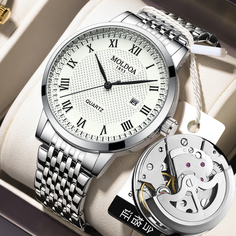 

Jam Tangan Pria dengan Kalender Bercahaya Kancing Kupu-Kupu Dua Sisi Jam Tangan Mekanik Palsu Tahan Air Desain Skeleton