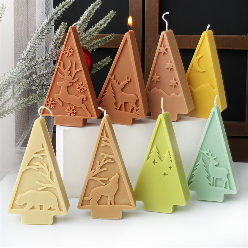 

3D Geometric Tree Silicone Candle Mold DIY Relief Scene Column Aromatherapy Candle Plaster Mold Home Decor