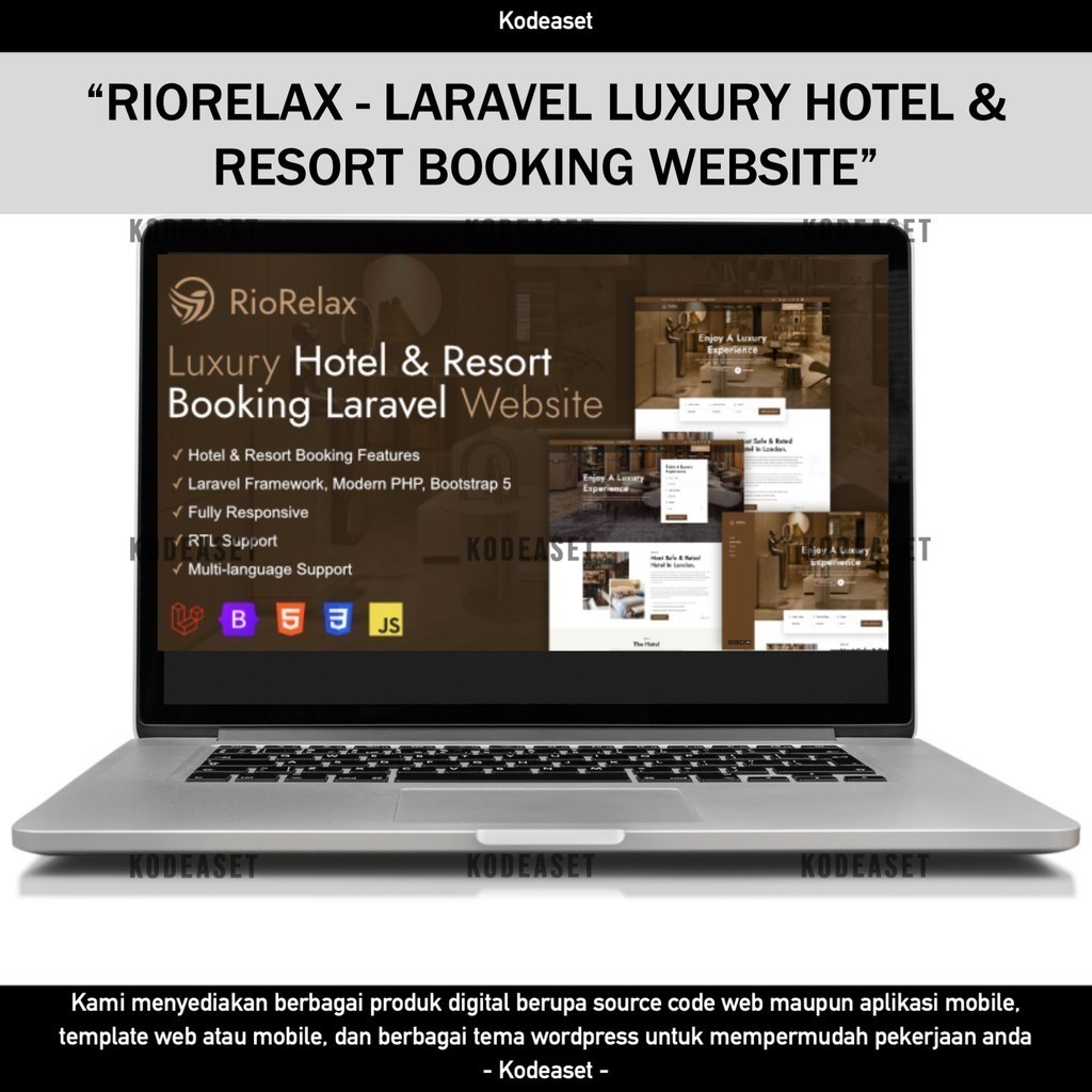 SOURCE CODE APLIKASI WEB RIORELAX - LARAVEL LUXURY HOTEL & RESORT BOOKING WEBSITE D458 KODEASET