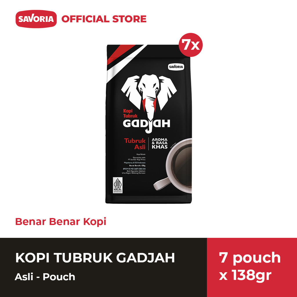 

Kopi Tubruk Gadjah Asli Pouch - Bubuk Kopi Hitam 7 Pouch x 138g