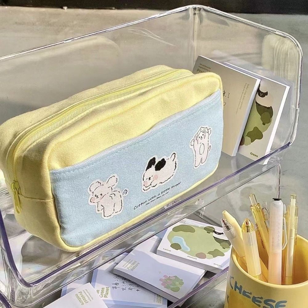 

Puppy Print Zipper Pencil Bag Multi-function Stationery Case Cute Storage Bag for Student School Supplies Large-capacity