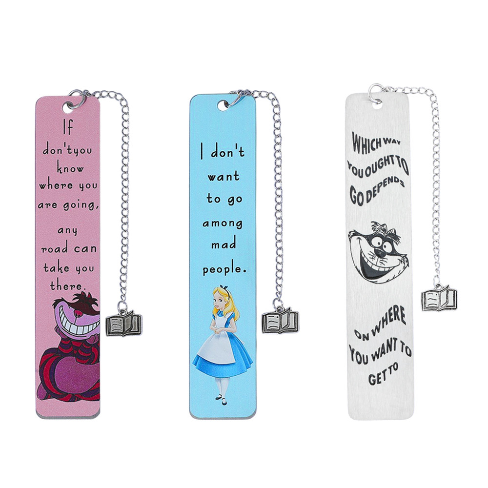 

Alice in Wonderland stainless steel bookmarks, book accessories for anime fans book lovers student stationery teacher gifts