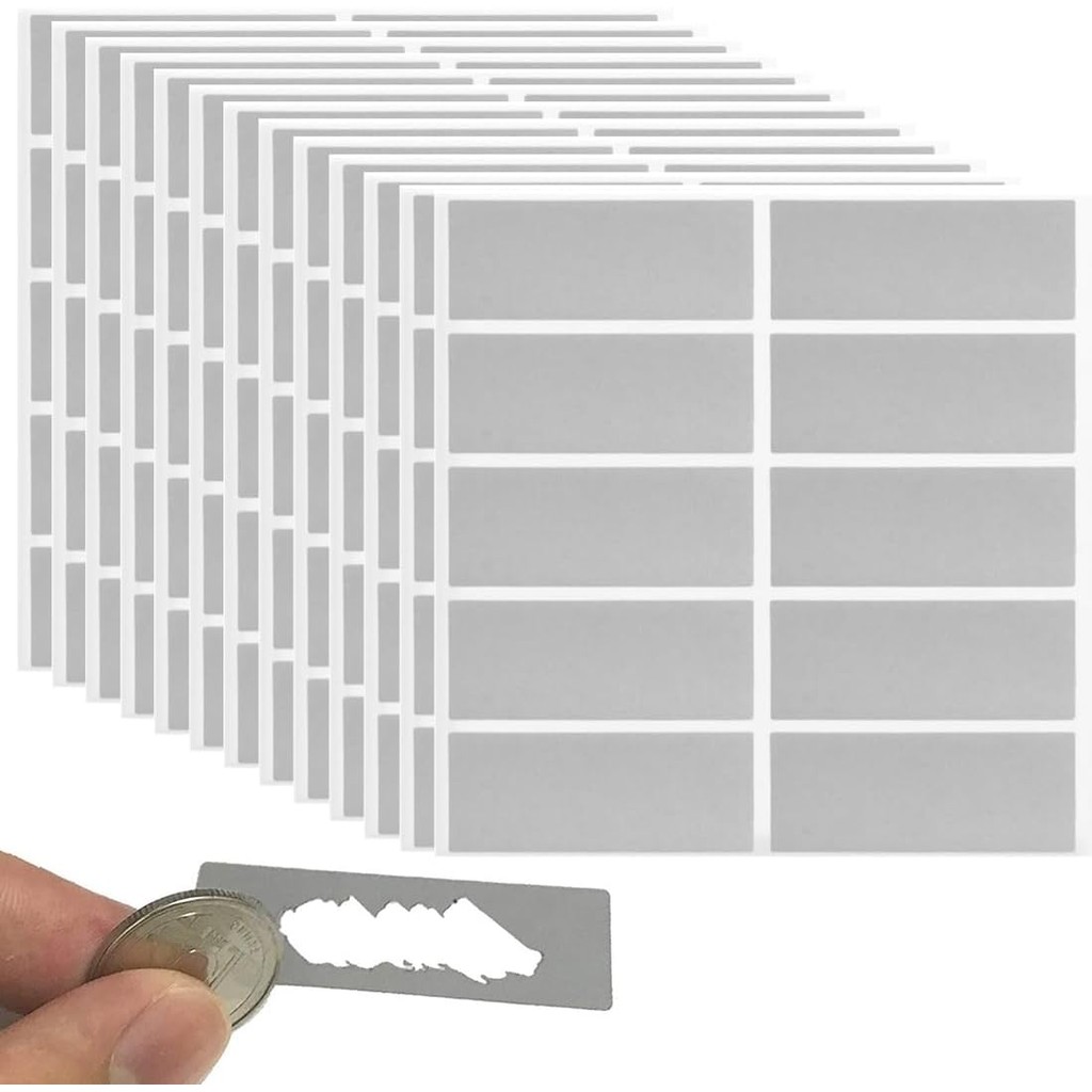 

50pcs Scratch Off Sticker Rectangle Scratch Stickers Self Adhesive Peel Stick DIY Scratch Card Tag for Reward Game Raffle Ticket