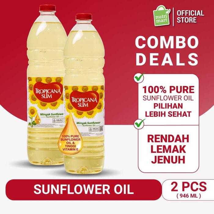 

Twin Pack: Tropicana Slim Minyak Sunflower 946ml - Pure Sunflower Oil