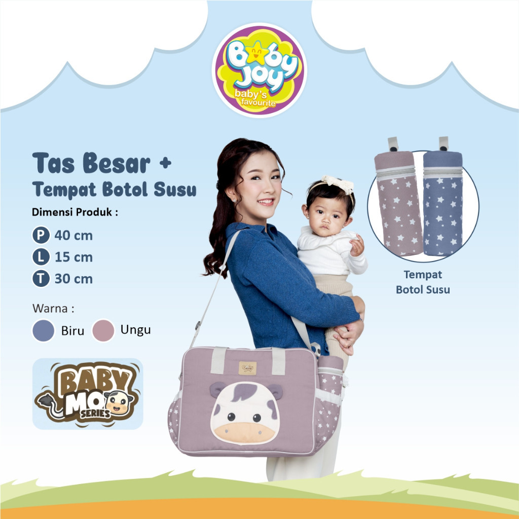 BABY JOY Tas Bayi Besar + Tempat Botol Susu Baby Moo Series