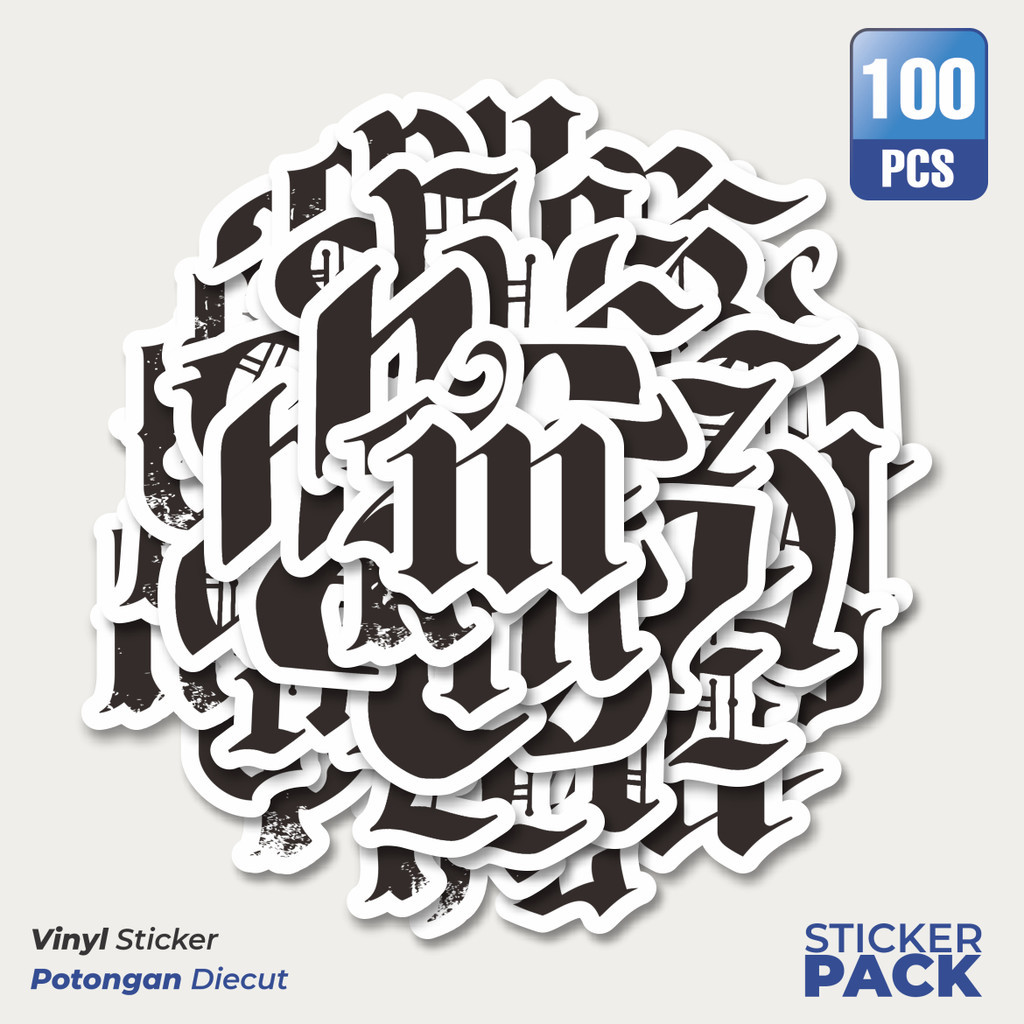

MURAH 100 PCS Stike Alphabet Gothic Stiker Waterproof Aesthetic- Untuk Laptop, Motor, dan Helm - Paper Stationery Pack