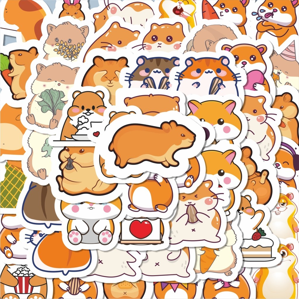

100PCS Lucu Sticker Kartun Hewan Hamster Stiker Aesthetic Stiker Anti Air Stikers Berperekat Waterproof sticker decal buat Motor Helm Buku Journal Koper Casing HP Laptop Botol Minum Hadiah anak