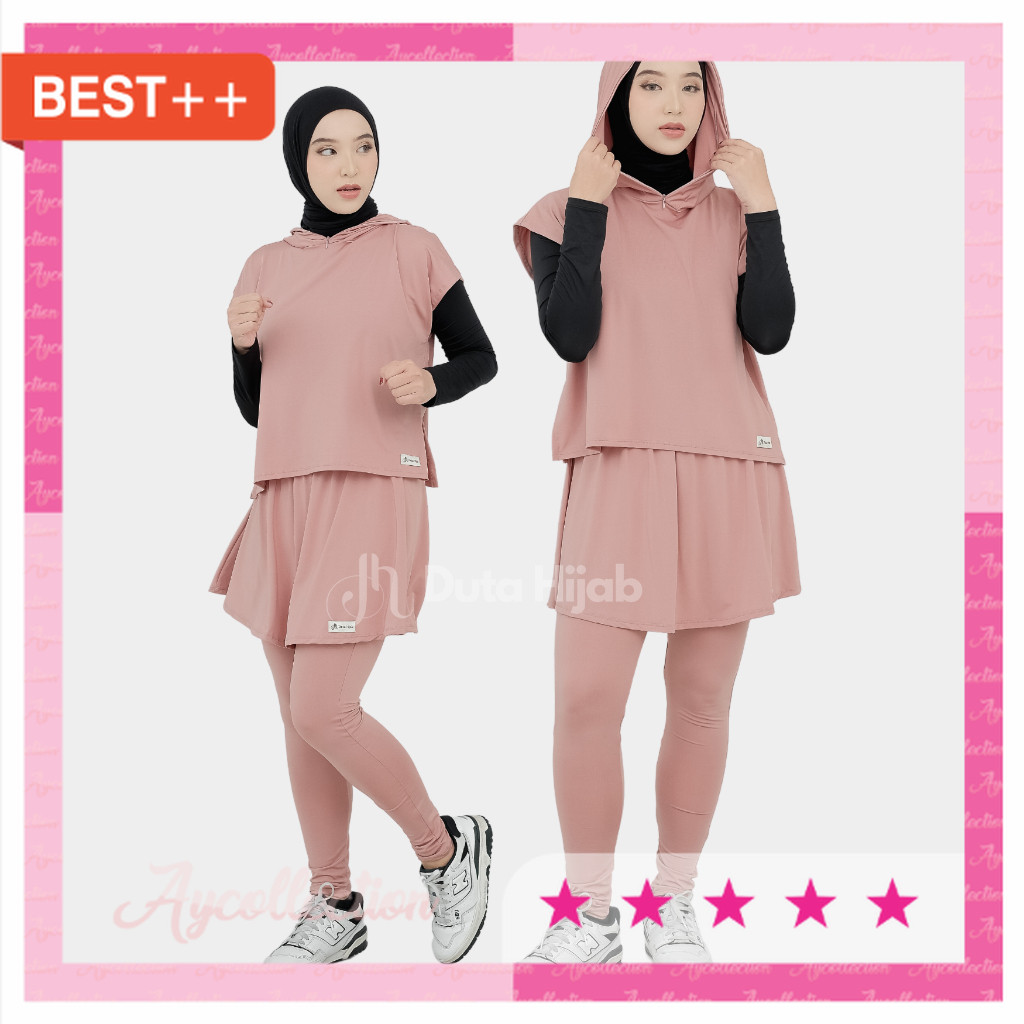 Baju Senam 17an agustusan murah kekinian jalan sehat / Setelan Baju Olahraga Wanita Muslim Hijab Out