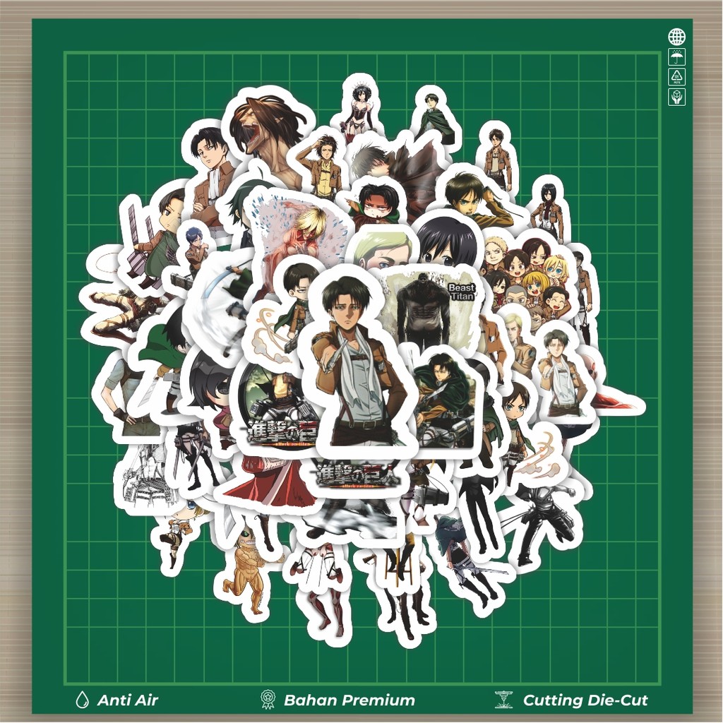 

HOT 50 PCS STIKER Sticker Anime Attack On Titan Stiker Fashion Cars Decal Dingin Kartu Album Custom Vinyl Anti Air- Sticker Aesthetic Buku Journal Koper Casing HP Tablet Laptop Helm Motor Botol Minum