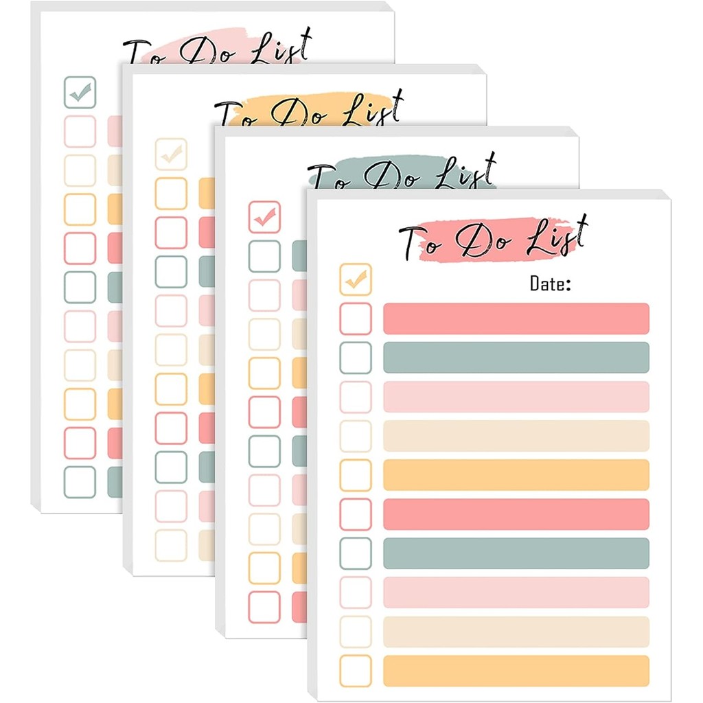 

50 Sheets To Do List Notepad color To Do List Sticky Notes Adhesive Memo Pad Portable Daily Planner Grocery check List Notepad