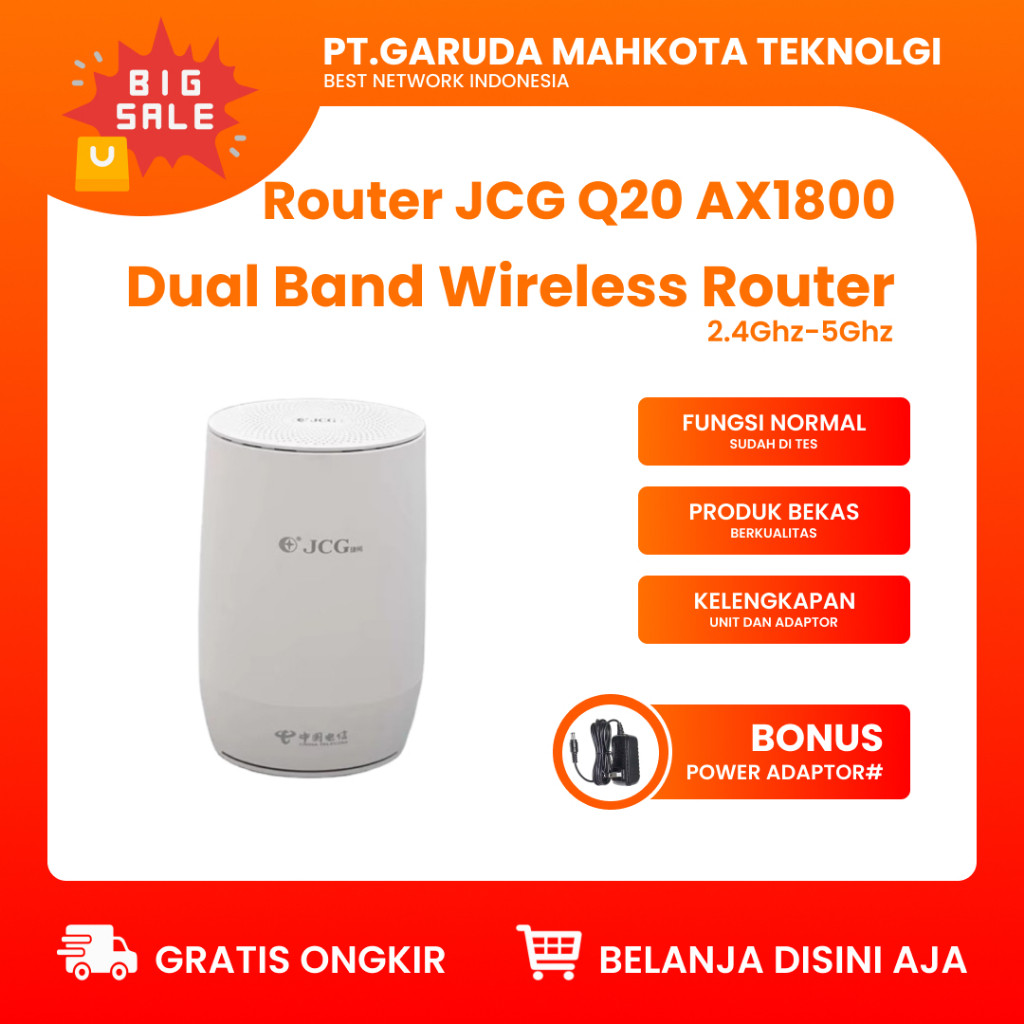 Router JCG Q20 AX1800 Dual Band Wireless Router WiFi Bekas Original Bonus Adaptor