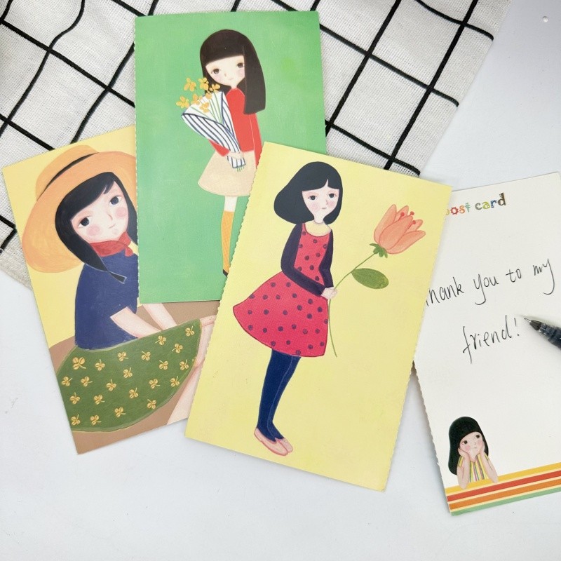 

Girl Pattern Greeting Cards Vintage Style Poster Memory Postcard Small Business Gift Cards Wedding Home Deco 14pcs/lot 9.2x14cm